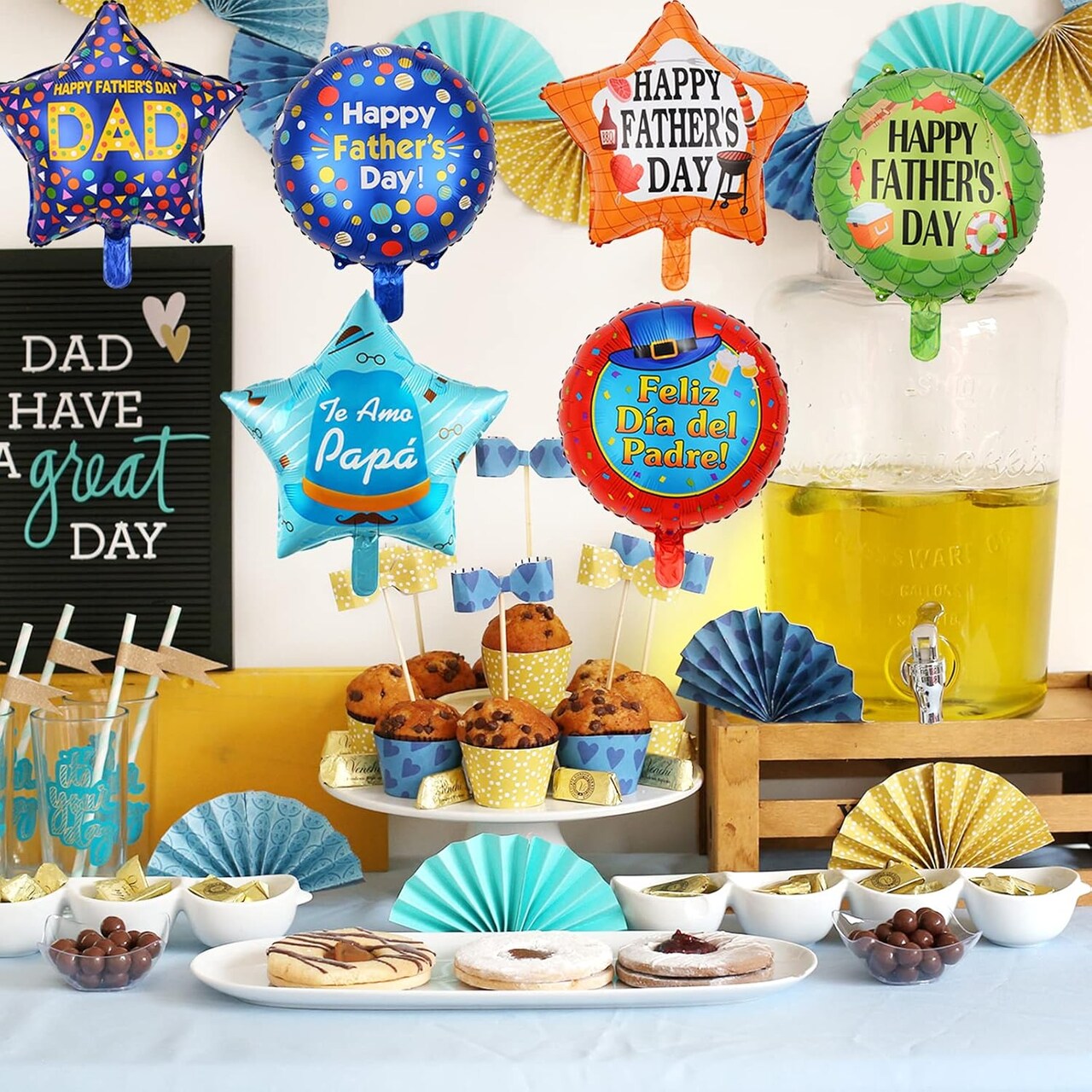 18Pcs Happy Father's Day Balloons Happy Father's Day Foil Balloons 18 inch Father's Day Dad Birthday Best Dad Ever Party Decoration Supplies